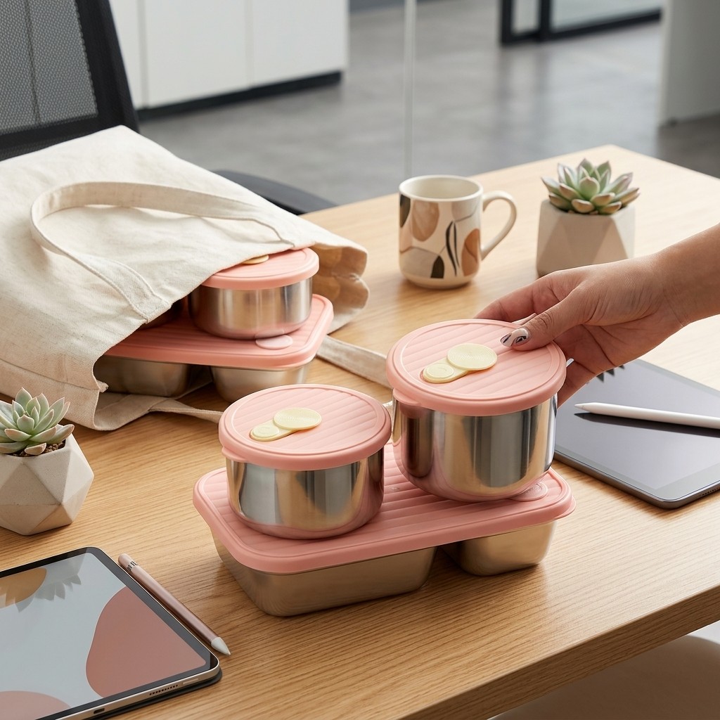 Meal Prep Lunch Boxes - صندوق غداء آمن للميكروويف من الفولاذ