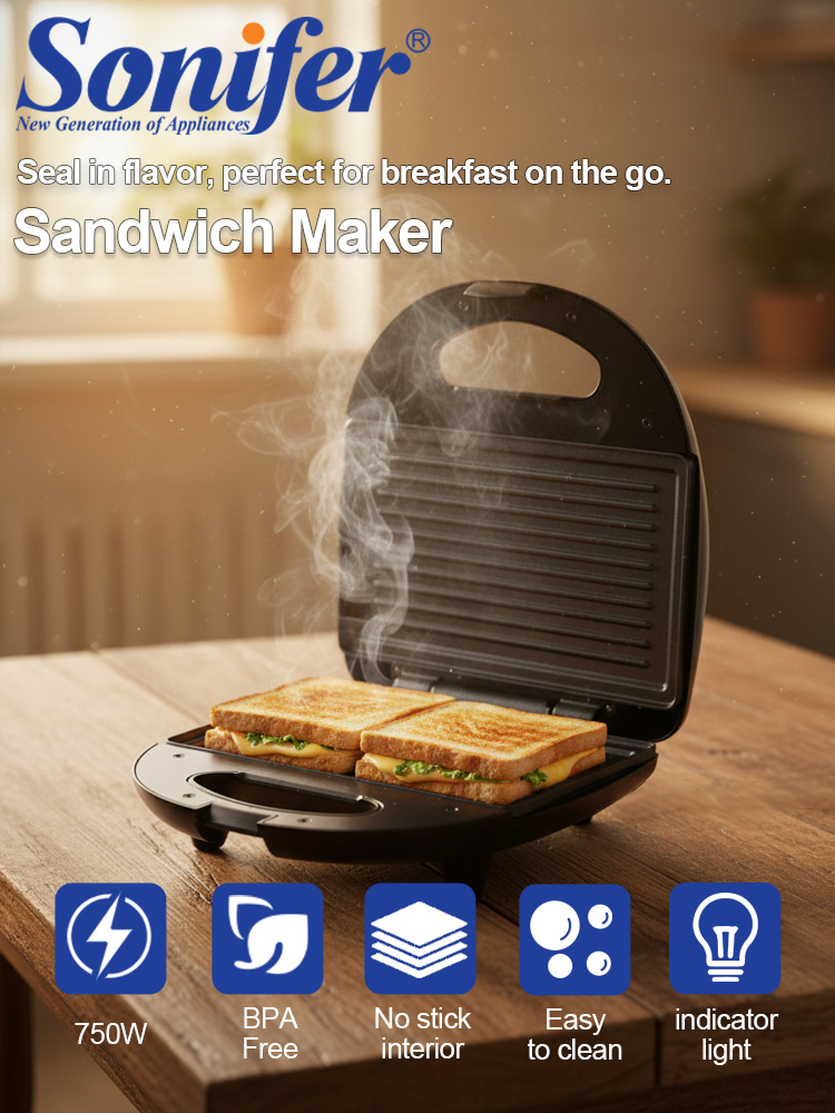 Breakfast Sandwich Press - صانع الساندويتشات سونيفر SF-6173 بقوة 750