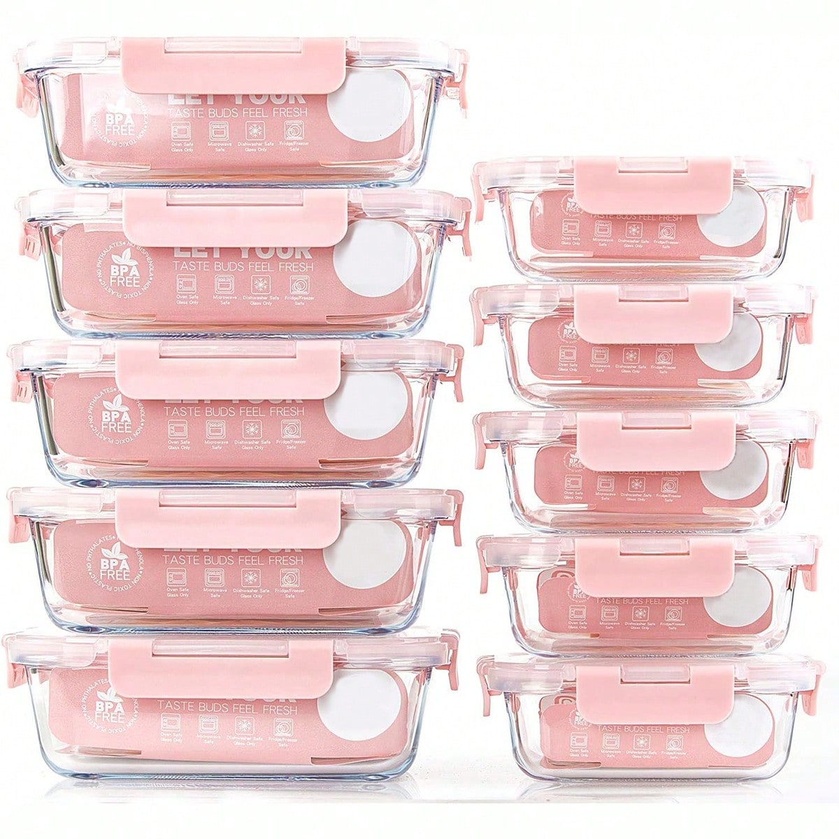 Meal Prep Lunch Boxes - 10 حاويات زجاجية لتحضير الوجبات، حاويات