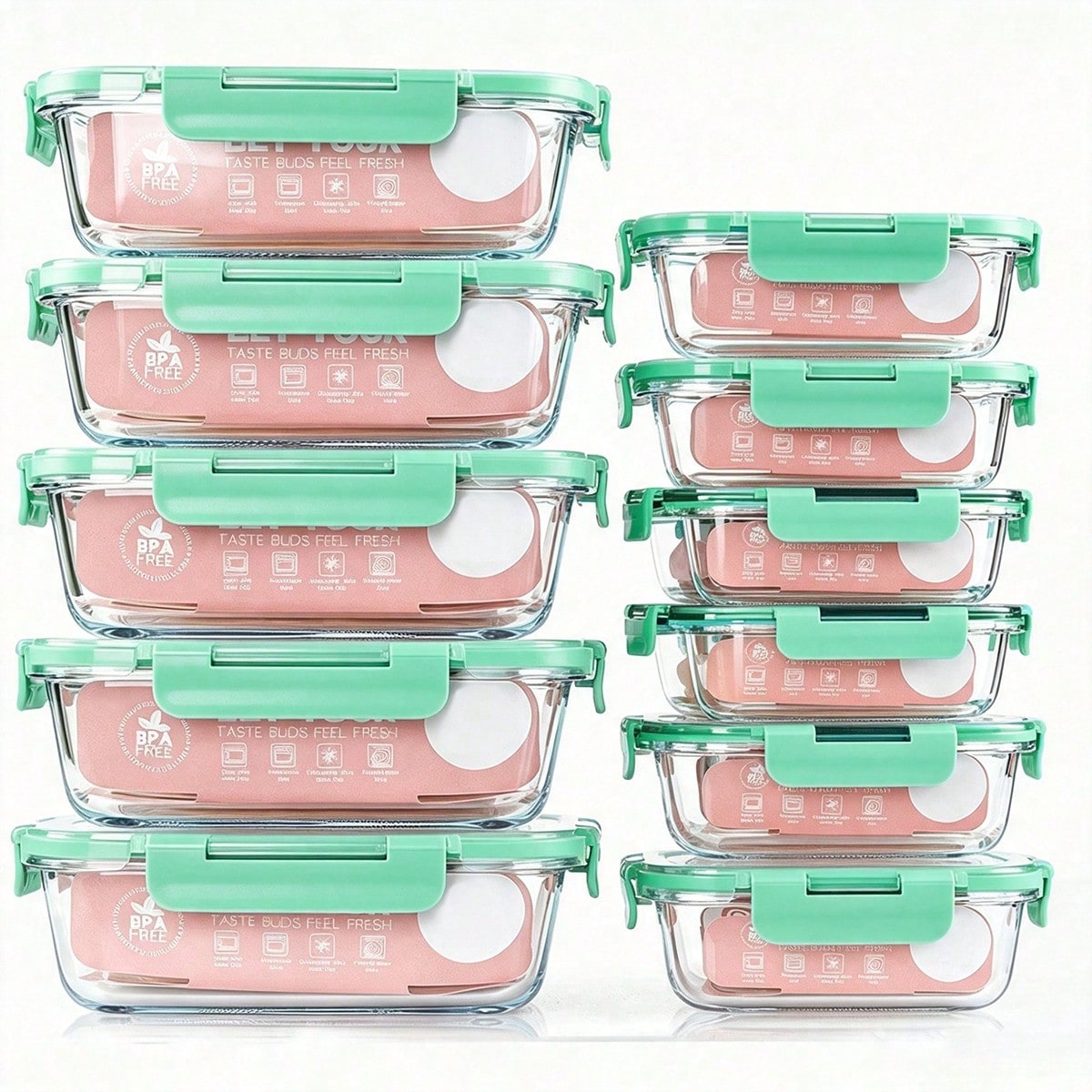 Meal Prep Lunch Boxes - 10 عبوات زجاجية لتخزين الطعام مع