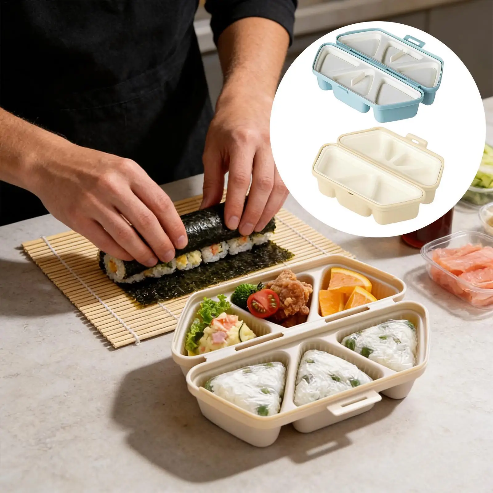 Meal Prep Onigiri - قالب صنع السوشي بـ 6 تجاويف،