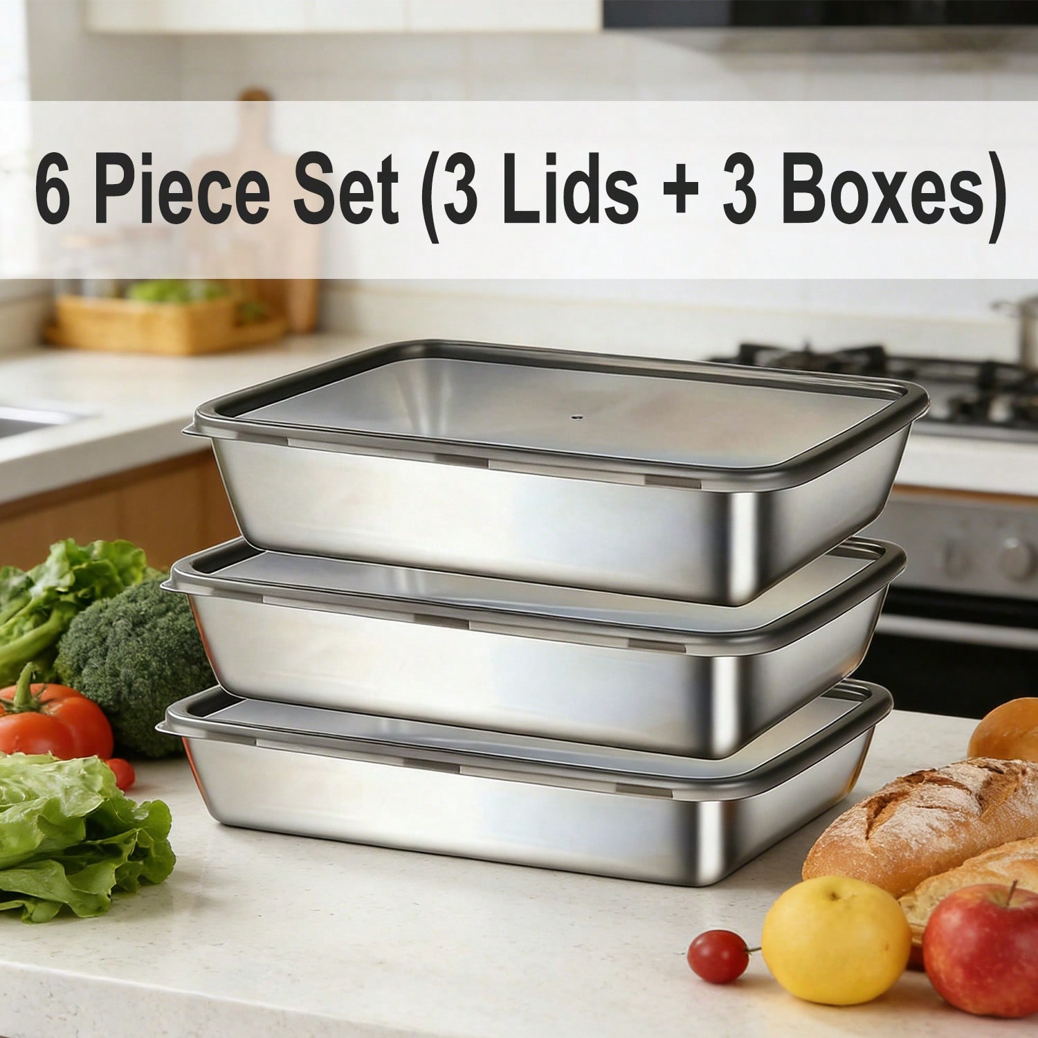 6 قطع (3 صناديق + 3 أغطية) من  - مراجعة Meal Prep Lunch Boxes وسعره